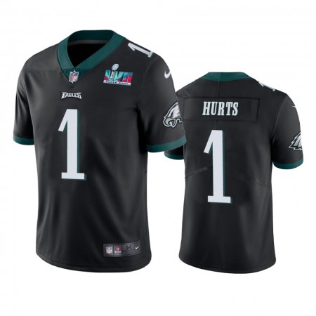 Maillot Homme Philadelphia Eagles Jalen Hurts 1 Super Bowl LVII Noir Vapor Limited